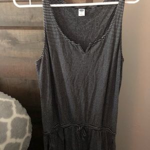 Black and white striped romper. Medium